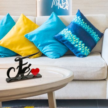 Palavra Decorativa Fé Coração - preto