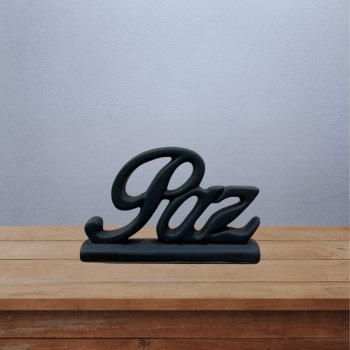 Palavra Paz em ceramica - Preto