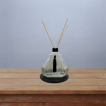 kit Difusor brilhante G com bandeja redonda preta